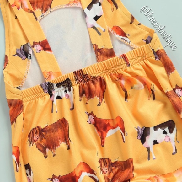 Cow Farm Baby Boutique Suspender Romper Jumpsuit 1pc. Outfit - Picture 4 of 5